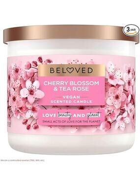 Beloved Cherry Blossom and Tea Rose Candle - 15oz, Red